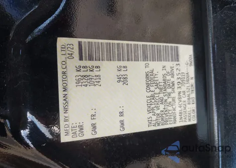 2023 Nissan Altima Sr Fwd из США, поврежденный, VIN 1N4BL4CV8PN393523